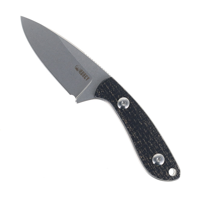 Kubey Bloom Fixed Blade Knife Black Coarse Micarta Handle 14C28N
