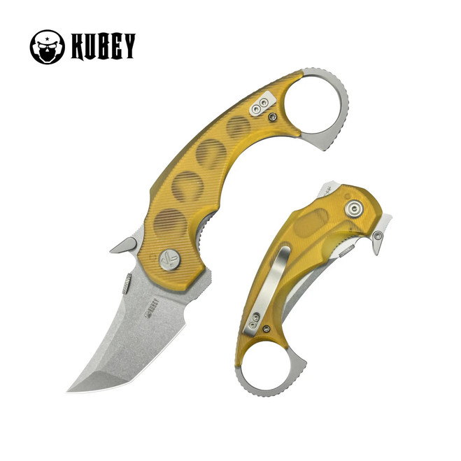 Kubey Jaw Folding Knife Ultem Handle 14C28N Plain Edge Sandblast Finish KU439C