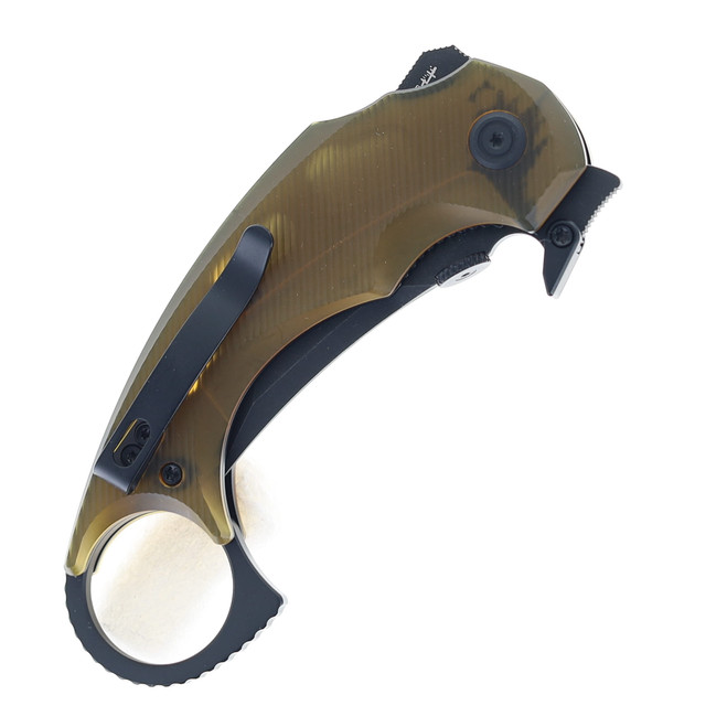 Kubey Jaw Folding Knife Ultem Handle 14C28N Plain Edge Blackwash