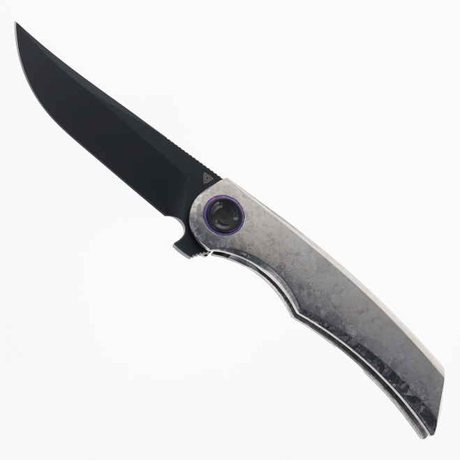 Tuya Allstar Folding Knife Iced Crystal Titanium Handle S90V Plain Edge 1750-C