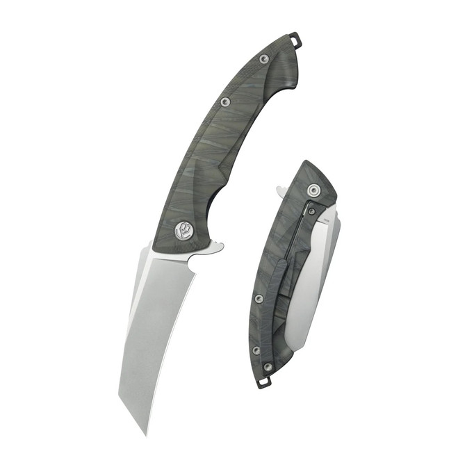Kubey Anteater Folding Knife Flame Titanium Handle M390 Plain Edge Sandblast Finish KB153B