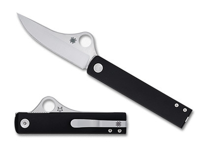 Spyderco Essenza Folding Knife Black Aluminum Handle N690 Plain