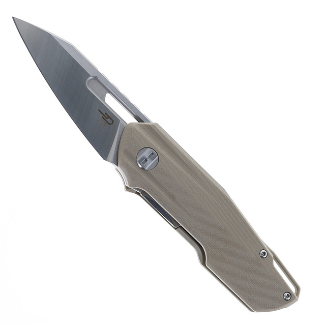 OD green folding knife displayed closed on a clean background