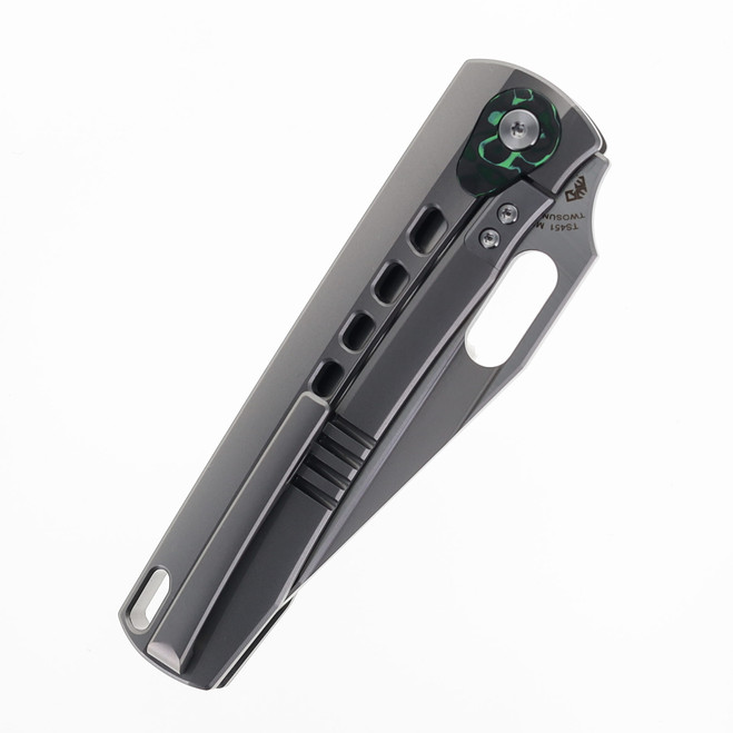 TwoSun Folding Knife Gray Titanium Handle M398 Plain Edge TS451