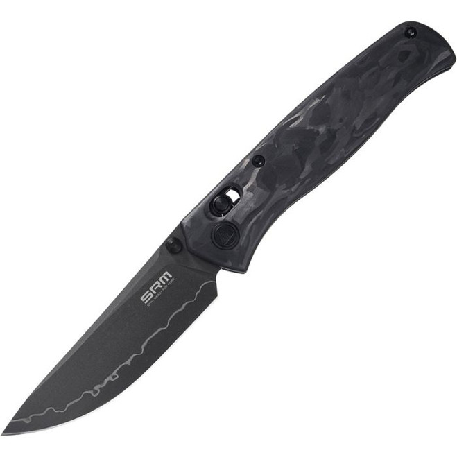 SRM 255L-FB2 Folding Knife Shredded Carbon Fiber Handle Plain Edge