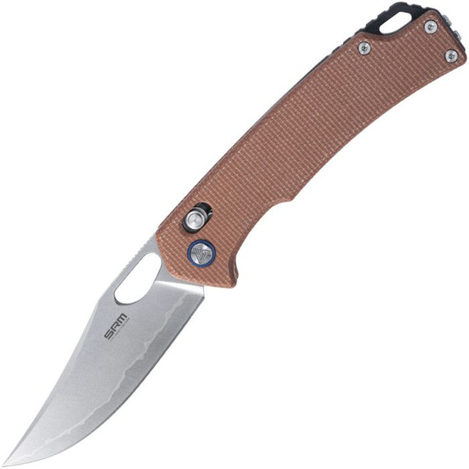 SRM 9203 Folding Knife Brown Micarta Handle 140Cr Plain Edge