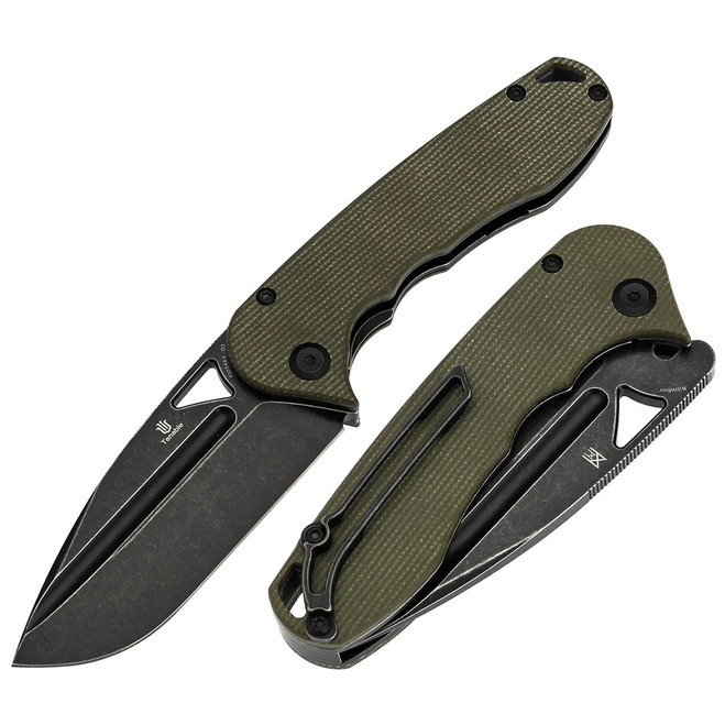 Tenable Bombur Folding Knife Green Micarta Handle D2 Plain Edge