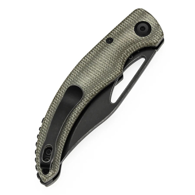 Tenable Gideon Folding Knife Green Micarta Handle Nitro-V Plain Edge Blackwash Finish T1119A6