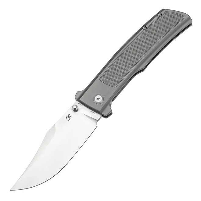 ラン Kansept Bison Folding Knife Gray Titanium Handle S35VN Plain Edge