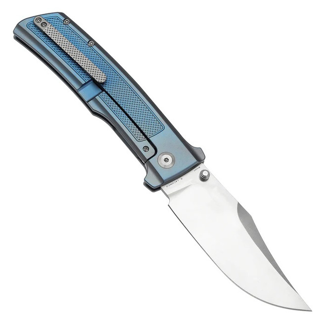 Kansept Bison Folding Knife Blue Titanium Handle S35VN Plain Edge