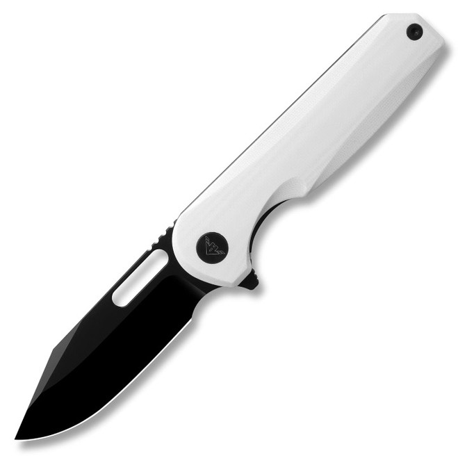 Ameight Preyert Folding Knife White G10 Handle 14C28N Plain Edge Black PVD Finish AME504WH