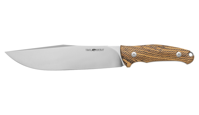 Viper Trail BC Fixed Blade Knife Natural Bocote Wood Handle N690 Plain Edge Satin Finish VT4068BC