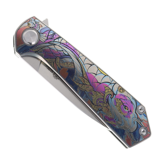 TwoSun Folding Knife Color Titanium/Carbon Fiber Handle M390 Plain