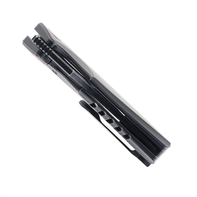 TwoSun Folding Knife Black Titanium Handle 14C28N Plain Edge TS498