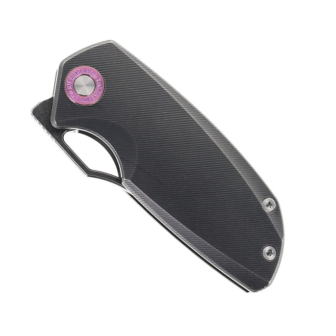 TwoSun Folding Knife Black Titanium Handle 14C28N Plain Edge TS498
