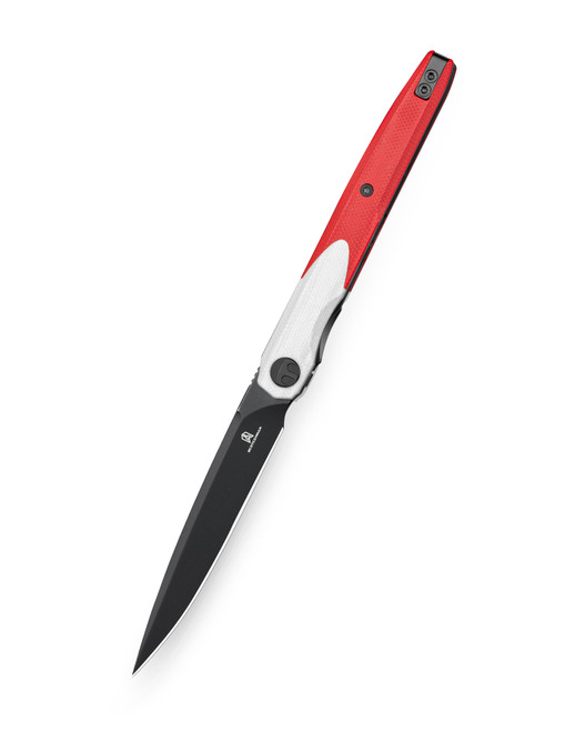 、、、、 Bestechman Lanza Folding Knife White/Red G10 Handle 14C28N Plain