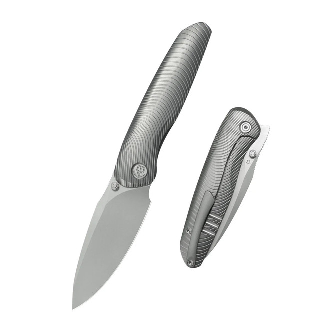 KB Pioneer Folding Knife Sandblast Titanium Handle 20CV Drop Point