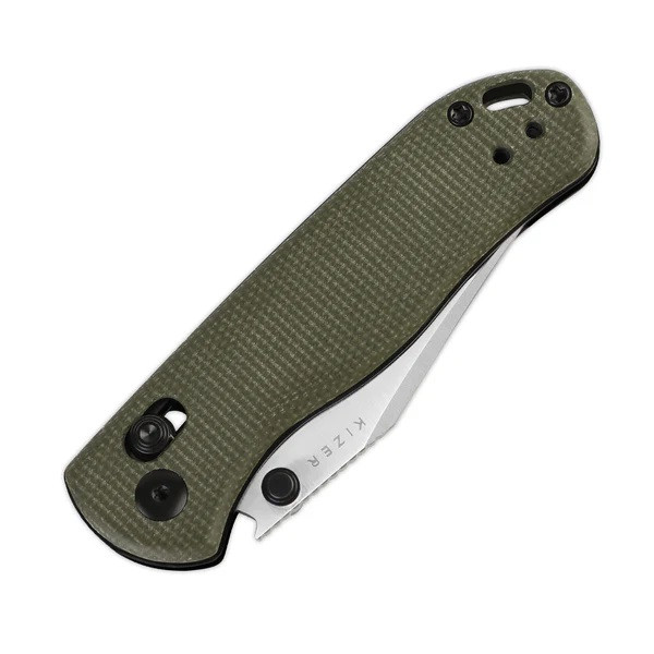 Kizer Drop Bear 2 Folding Knife Green Micarta Handle Nitro-V Clip