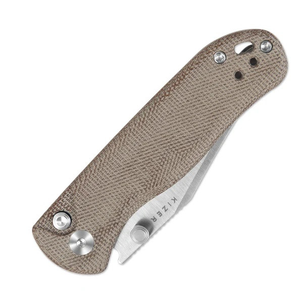 Kizer Drop Bear 2 Folding Knife Brown Micarta Handle Nitro-V Clip