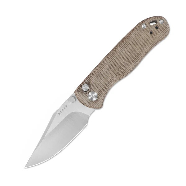Kizer Drop Bear 2 Folding Knife Brown Micarta Handle Nitro-V Clip