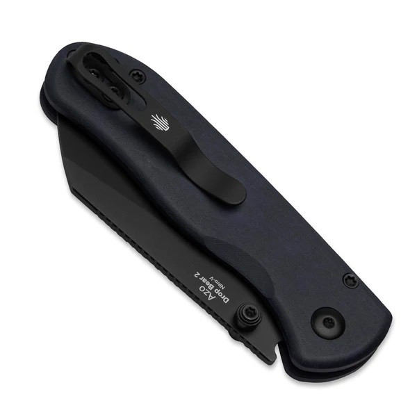 Kizer Drop Bear 2 Folding Knife Blue Canyon Richlite Handle Nitro-V Sheepsfoot Plain Black DLC Blade V3619.2CS1