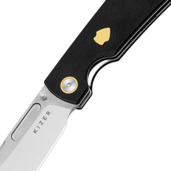 Kizer Retro Folding Knife Black G10/Brass Handle Nitro-V Drop