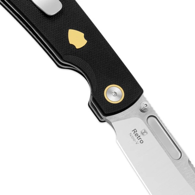 Kizer Retro Folding Knife Black G10/Brass Handle Nitro-V