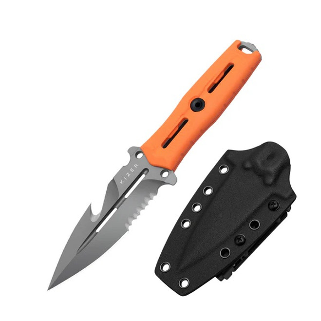 Kizer Norcross Fixed Blade Orange G10 Handle Nitro-V Spear Point Partially Serrated Edge ZX-FB01A5