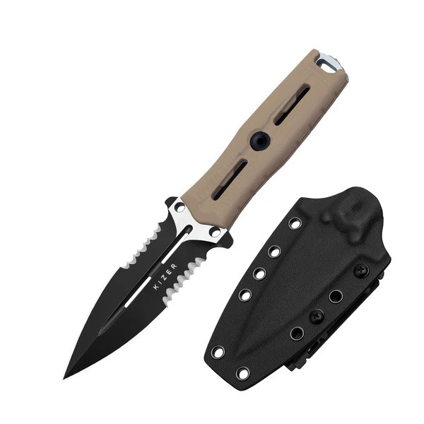 Kizer Norcross Fixed Blade Tan G10 Handle Nitro-V Spear Point