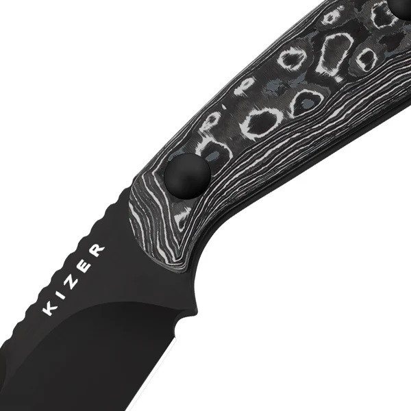 Kizer Buddy Fixed Blade Knife Fat Carbon White Storm Handle 4V