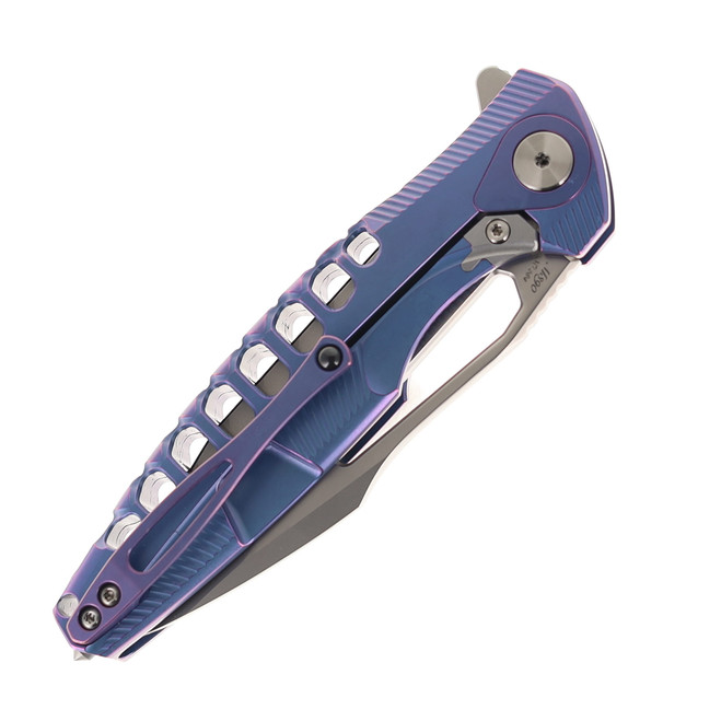 Rike Knife Thor5 Folding Knife Bead Blast Satin Blade Purple/Blue