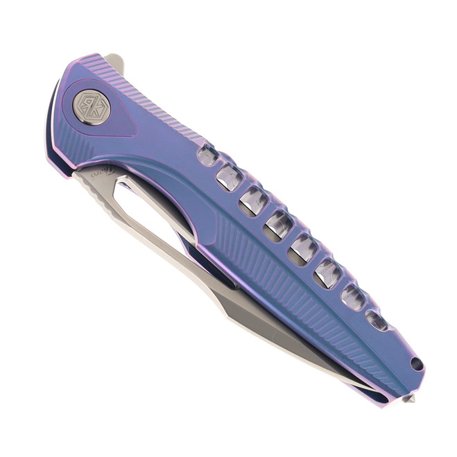 Rike Knife Thor5 Folding Knife Bead Blast Satin Blade Purple/Blue