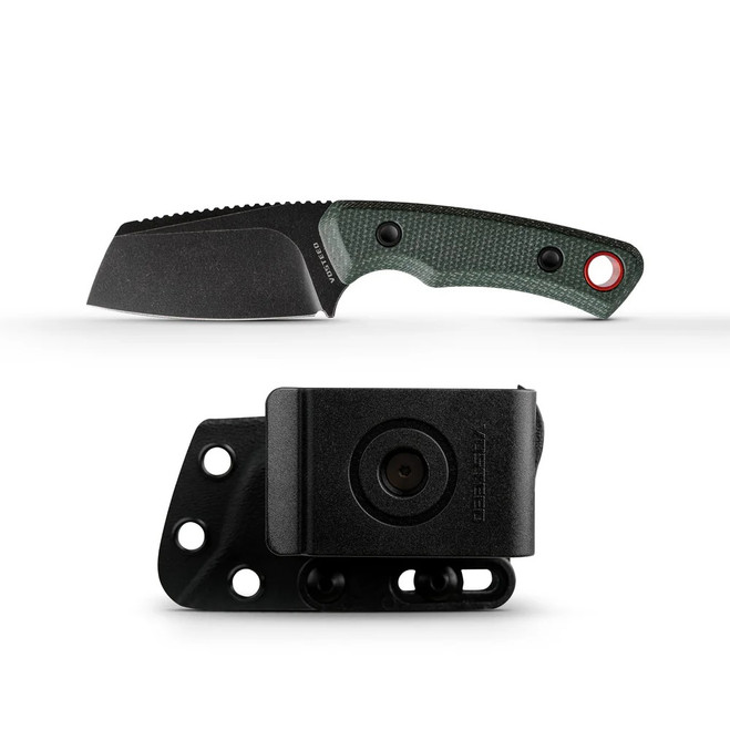 Vosteed Marmoset Fixed Blade Knife Green Micarta Handle 14C28N Cleaver Plain Edge Black Stonewash Finish D0701