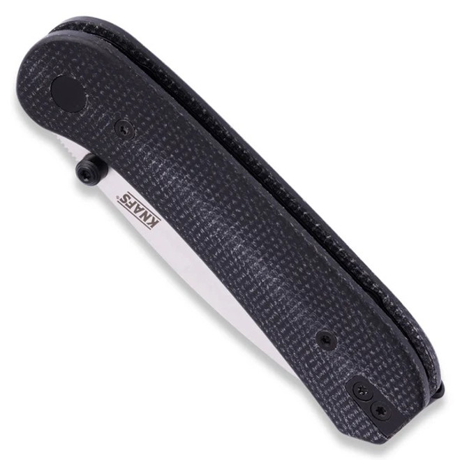 Knafs Knives Lander 1 Folding Knife Contoured Black Micarta Handle 14C28N Drop Point Plain Edge Satin Finish KNAFS-00532 Knafs Knives Lander 1 Folding Knife Contoured Black Micarta Handle 14C28N Drop Point Plain Edge Satin Finish KNAFS-00532