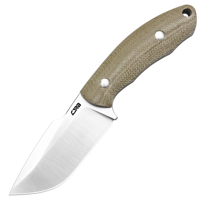 CJRB Mutt Fixed Blade Knife OD Green Micarta Handle AR-RPM9 Drop Point Plain Edge Sand Polish Finish J1958-ODG