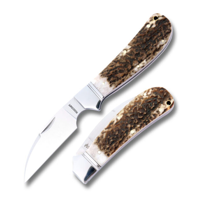 【日本未発売】CLERMONT STEEP RoseCraft Clinch River Folding Knife Brown Stag Handle D2