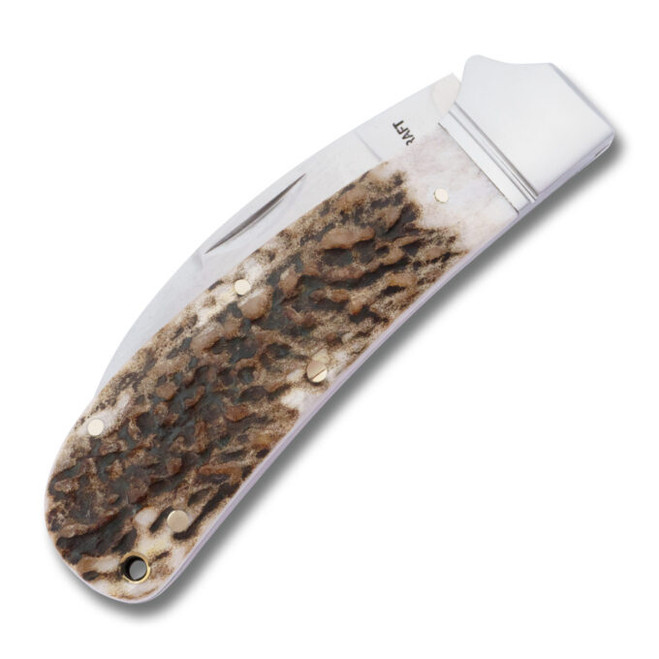 RoseCraft Clinch River Folding Knife Brown Stag Handle D2