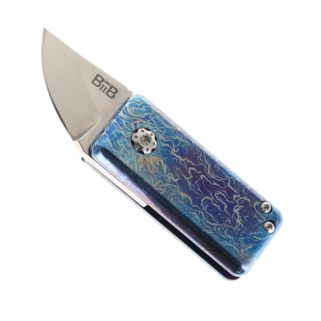 Midgards Bragi Mini Folding Knife Blue Titanium Handle 14C28N Plain Edge MM-BRGI-FLD