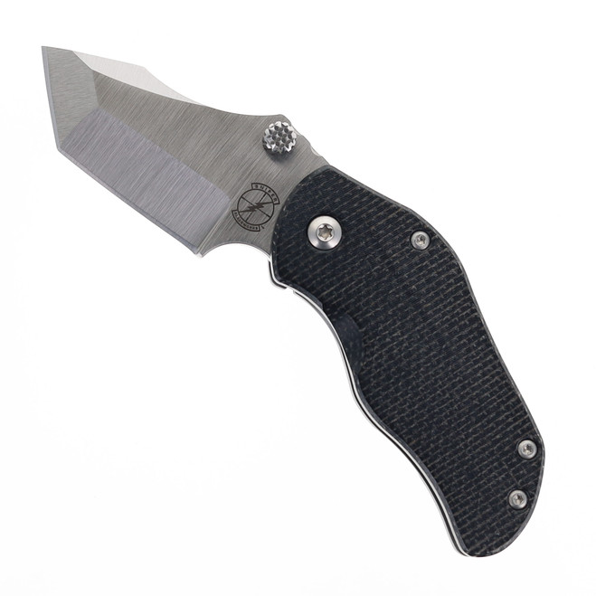 Sniper Bladeworks Folding Knife Black Micarta Handle S35VN Plain Edge Satin Finish APTANTOBLKSAT