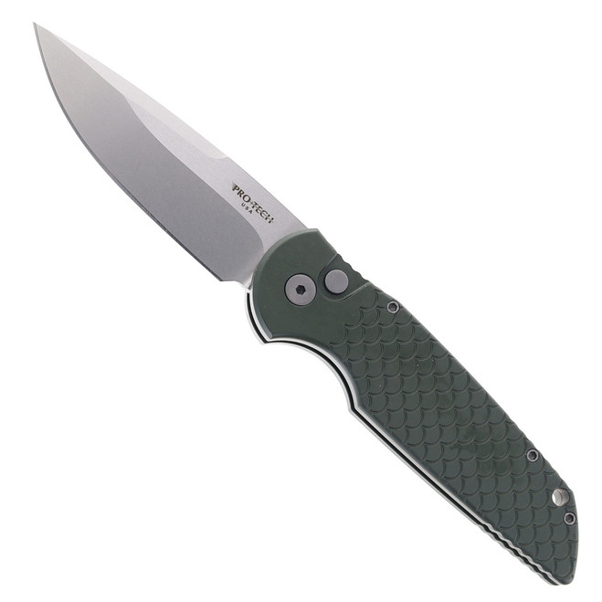 Protech Automatic Tactical Response TR-3-X1-SW-Green 154CM Stonewash Blade Green Aluminum Handle Protech Automatic Tactical Response TR-3-X1-SW-Green 154CM Stonewash Blade Green Aluminum Handle