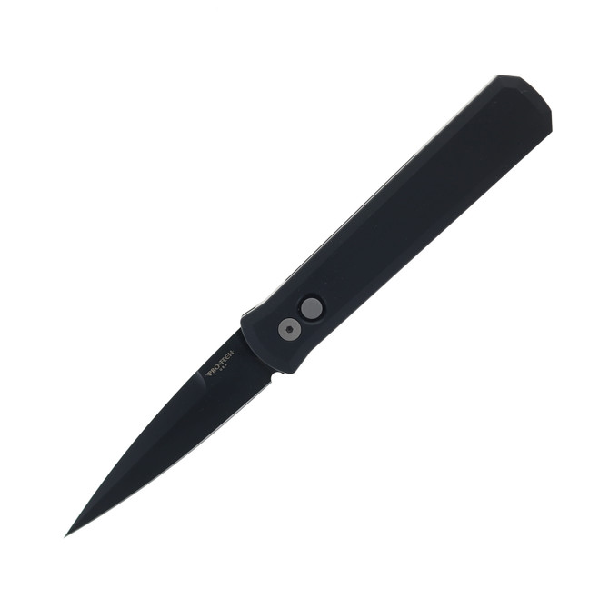 Protech Godfather Auto Knife Black Aluminum Handle 154CM Spear Point Plain Black Blade 921