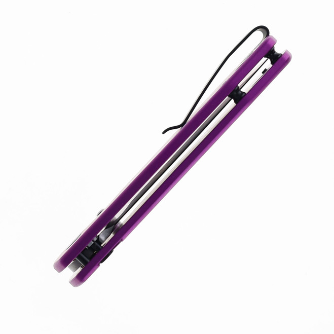 Defcon Button Lock Folding Knife Purple Aluminum Handle 14C28N