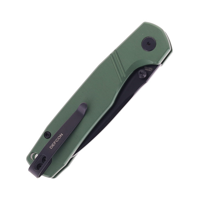 Defcon Delta Folding Knife OD Green Aluminum Handle 14C28N Recurve
