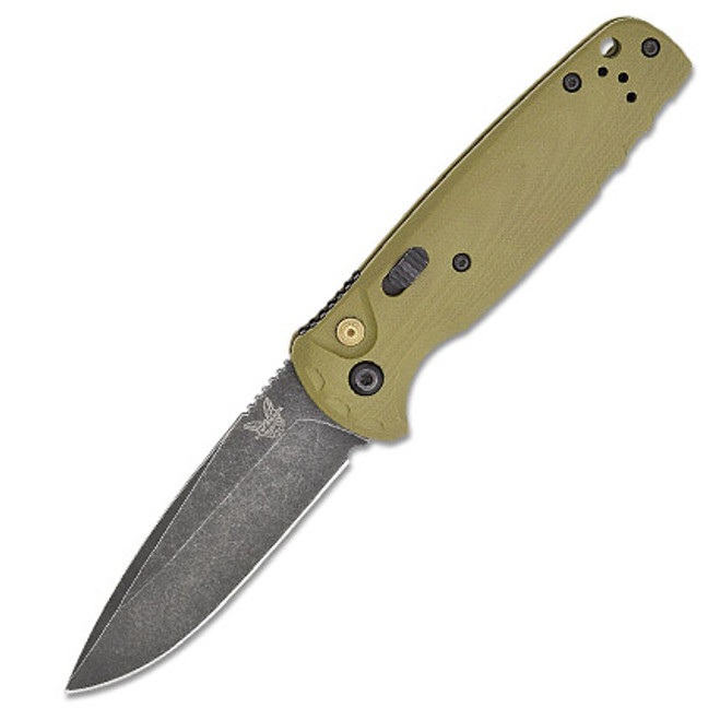 Benchmade CLA Side Opening Auto Knife OD Green G10 Handle Magnacut Drop Point Plain Edge Blackwash Finish 4300BK-02 Benchmade CLA Side Opening Auto Knife OD Green G10 Handle Magnacut Drop Point Plain Edge Blackwash Finish 4300BK-02