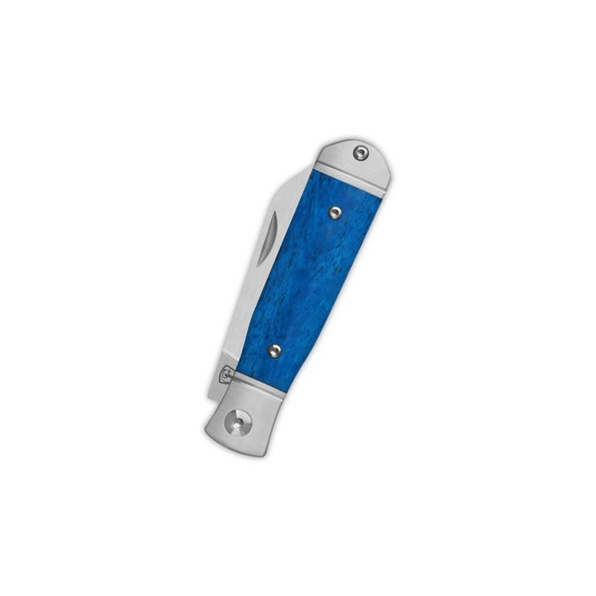 QSP Jumping Jack Folding Knife Blue Bone Handle 14C28N Plain Edge