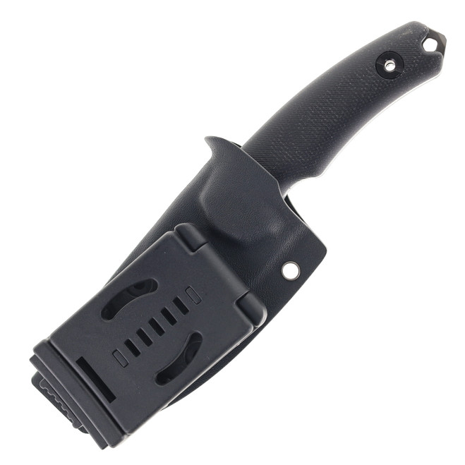 Kunwu Stiffy D Fixed Blade Knife Black Micarta Handle Black DLC