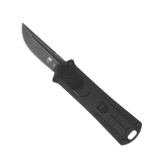 Hide CobraTech California OTF Auto Knife Black Aluminum Handle D2 Plain