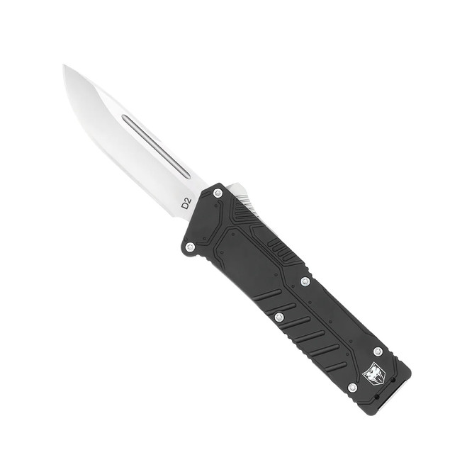 CobraTec Special Forces OTF Auto Knife Black Aluminum Handle D2 Plain Edge CT-BLKSFDNS