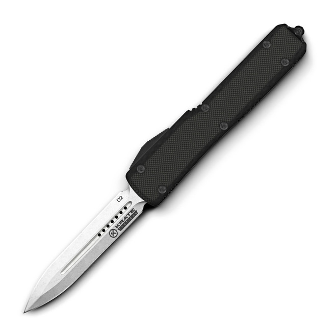 Krate Knives The Ghost OTF Auto Knife Black Carbon Fiber Handle D2 Plain Edge KRT-BLK-CF-X Krate Knives The Ghost OTF Auto Knife Black Carbon Fiber Handle D2 Plain Edge KRT-BLK-CF-X