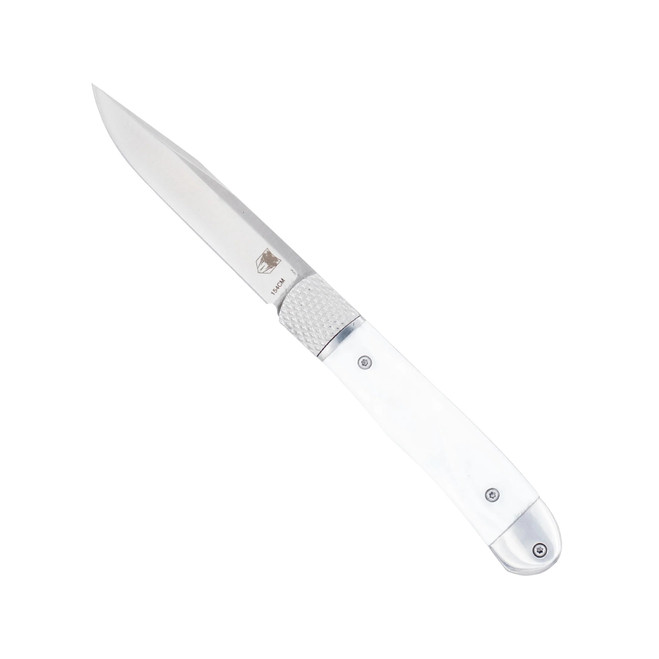 Cobratec Trapper Hidden Release Automatic Knife White Albone Handle 154CM Plain Edge CTTHRWTABA154CM Cobratec Trapper Hidden Release Automatic Knife White Albone Handle 154CM Plain Edge CTTHRWTABA154CM